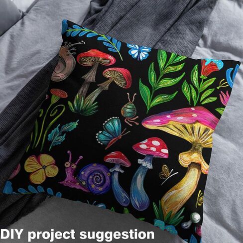 Erosebridal Mushroom Fabric by The Yard, Cute Snail Upholstery Fabric, Wild Mushrooms Floral Nature Plant DIY Decorative Fabric, Fantasy Waterproof Waterproof Fabric, Black Green Red, 1 Yard in Saudi Arabia