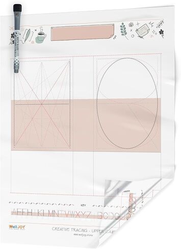 Clear Dry Erase Letter Tracing Board – 21x16" Uppercase Alphabet Learning Poster, Adhesive-Free Small Whiteboard for Kids, Sticks to Any Surface, for Preschool & KG-2nd Grade, Home & Classroom in Saudi Arabia