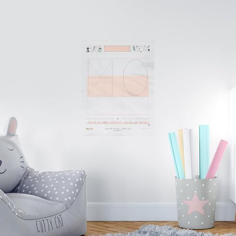 Clear Dry Erase Letter Tracing Board – 21x16" Uppercase Alphabet Learning Poster, Adhesive-Free Small Whiteboard for Kids, Sticks to Any Surface, for Preschool & KG-2nd Grade, Home & Classroom in Saudi Arabia