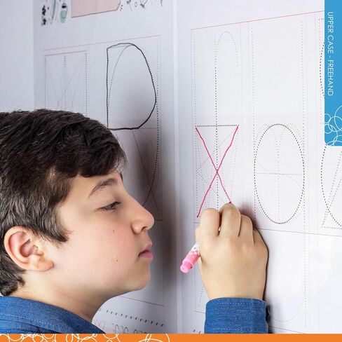 Clear Dry Erase Letter Tracing Board – 21x16" Uppercase Alphabet Learning Poster, Adhesive-Free Small Whiteboard for Kids, Sticks to Any Surface, for Preschool & KG-2nd Grade, Home & Classroom in Saudi Arabia