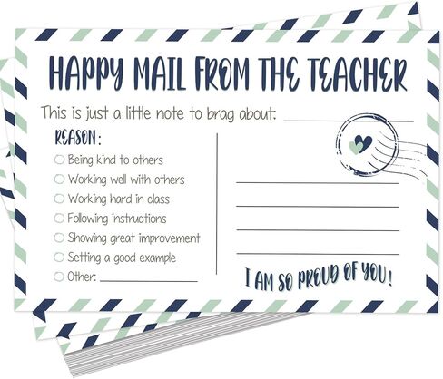 Happy Mail from Teacher to Students Incentive Cards, Teacher Mail for Elementary Classroom Rewards in Saudi Arabia