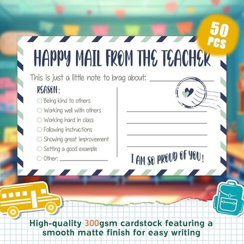 Happy Mail from Teacher to Students Incentive Cards, Teacher Mail for Elementary Classroom Rewards in Saudi Arabia