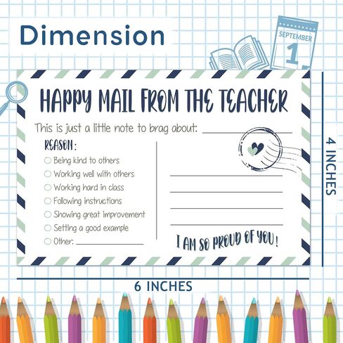 Happy Mail from Teacher to Students Incentive Cards, Teacher Mail for Elementary Classroom Rewards in Saudi Arabia