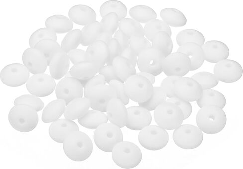 PATIKIL 12mm Silicone Beads, 60PCS Silicone Beads Bulk Abacus Spacer Beads Lentil Focal Cute for Pens Keychain Bracelets Necklace, White in Saudi Arabia