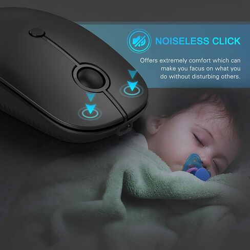 VssoPlor Type C Wireless Mouse, USB C MacBook Wireless Mouse, Black Silver | Dual Mode Cordless Mice with USB and Type C Receiver Compatible with PC, Laptop, MacBook and All USB C Devices in Kuwait