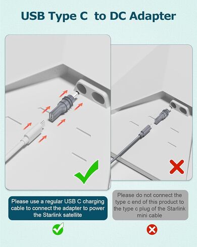 2 PCS Starlink Mini Cable Adapter DC to USB Type C Converter for Starlink Mini Accessories Input 20V Type C Male to DC 5.5 x 2.1mm Female Starlink Mini DC Power Adapter Work with 100W PD Source Black in Kuwait