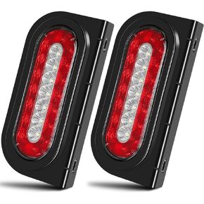 LINKITOM 6" Oval Tail Lights w/Rubber Gaskets & Mounting Bracket for 10-30 Volt Boat Trailer Truck RV [DOT Certified] [IP67]