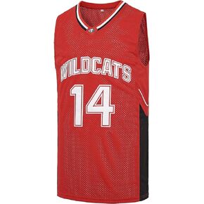 Men's #14 Troy Bolton Jersey,Wildcats High School Jersey,8 Chad Danforth Basketball Jersey