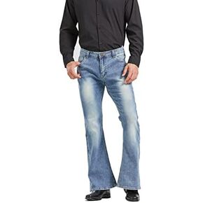 Men's Relaxed Vintage 60s 70s Bell Bottom Stretch Fit Classic Comfort Flared Flares Retro Leg Disco Denim Jeans Pants in Kuwait
