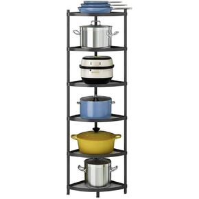 Kitchen Corner Shelf Rack, Multi-layer Pot Rack Storage Organizer Stainless Steel Shelves Shelf Holder (6 Tier-2)