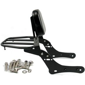 Worldmotop Motorcycle Sissy Bar Backrest Rear Passenger Seat Replacement for Kawasaki Vulcan S 650 VN650 2015 2016 2017 2018 2019 2020, Detachable Backrest (with luggage rack)