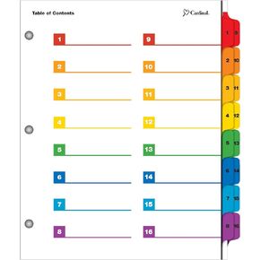 Cardinal by TOPS Products OneStep Printable Table of Contents and Index Dividers, 32-Tab, Numbered, Multi-Color (60970)