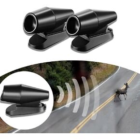 Deer Whistles, Deer Whistles for Vehicles with Rubber Pads, 2 Piece Set of Deer Whistles Warning Device for Car, Deer Repellent Devices Animal Alert Fit for Cars and Motorcycles