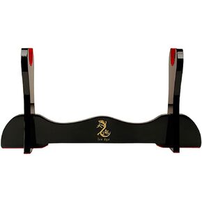 Ten Ryu – Samurai Sword Stand – Black Lacquered Wood Single Sword Stand with Red Velvet Holders and Ten Ryu Logo on Stand, Display Your Collection with Pride – MA-1SD