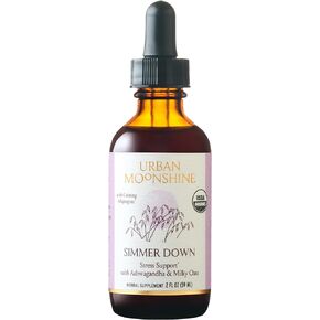 Urban Moonshine Simmer Down Tonic - Stress Support* with Ashwagandha & Milky Oats - Soothes Nervousness & Irritability* - Promotes Mellow Mood* - Gluten Free Herbal Supplement - 2 Fl Oz