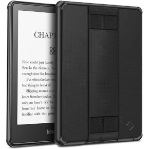 Fintie Case for 6.8" Kindle Paperwhite (11th Generation-2021) and Kindle Paperwhite Signature Edition - [Corner Protection] Hard Back Shell Cover with Hand Strap, Black