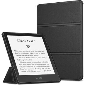 حافظة Fintie ثلاثية الطي لجهاز Kindle Paperwhite مقاس 6.8 بوصات (الجيل الحادي عشر - 2021) وKindle Paperwhite Signature Edition - غطاء حامل نحيف خفيف الوزن للغاية مع غطاء حامل للاستيقاظ/النوم التلقائي، أسود