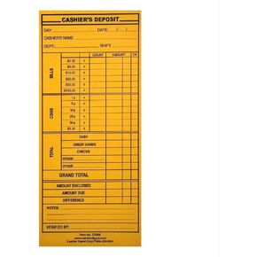 500 Cashier Depot EZ400 Cashier's Deposit Report Envelope, 4 1/8" x 9 1/2", Sturdy 24lb. Brown Kraft, Cash Drop Envelopes For Hotels, Restaurants, Gas Stations & Retailers, 500/Box