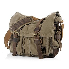 Jonon Vintage Military Men Canvas Messenger Bag for 13.3-17" Laptop