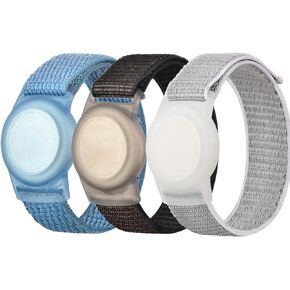 3 Pack AirTag Bracelet for Kids,Adjustable Stretchy Nylon Air tag Holder for Kids with Anti-Lost Apple Air Tag Case Loop for Child,AirTag Wristband Kids (Colorful)