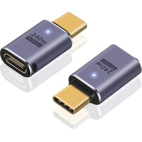 محول Poyiccot 90 درجة USB C (عبوتان)، محول USB C 90 درجة 240 واط، 40 جيجابت في الثانية، 8K@60 هرتز زاوية قائمة من النوع C محول ذكر إلى أنثى متوافق مع Steam Deck، iPad، MacBook، Thunderbolt 4/3 in Kuwait
