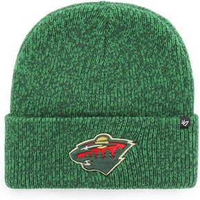 '47 Minnesota Wild Mens Womens Brain Freeze Cuff Knit Stretch Fit Dark Green Beanie with Team Color Logo