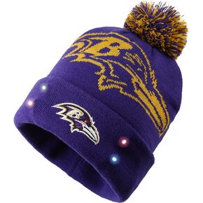 foco Men's NFL Team Logo Light Up Skull Winter Knit Cap Beanie Hat