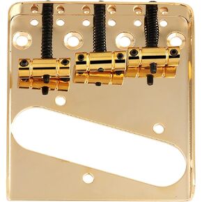 Bogart Guitar Bridge Tailpiece 3 Pcs Zinc Saddles Bridge for Vintage Tele Telecaster Style Electric Guitar Parts Top or Bottom Load Ashtray Style Black.
