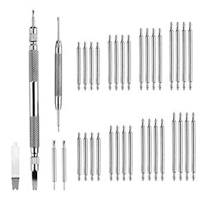 Spring Bar Tool, Watch Band Tool Set, Watch Wrist Bands Strap Removal Repair Fix Kit with Extra 3 Tips Pins & 40PCS Heavy Duty Stainless Steel Pins