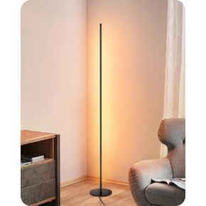 EDISHINE LED Corner Floor Lamp, Minimalist Dimmable Light with Remote, Standing 57.5 Inches Tall Lamp for Living Room, Bedroom, Home Office, 7 Color Temperature 2700-6000K (Black)