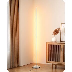 EDISHINE LED Corner Floor Lamp, Minimalist Dimmable Light with Remote, Standing 57.5 Inches Tall Lamp for Living Room, Bedroom, Home Office, 7 Color Temperature 2700-6000K (Black)