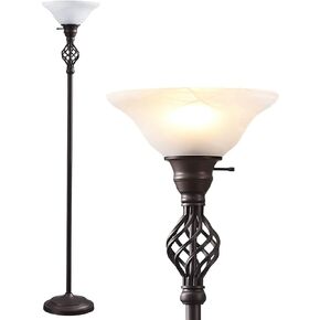 Victorian Floor Lamp, Standing Lamp with Glass Bowl Shade, Torchiere Floor Lamp with Metal Body & Heavy Base, 72-Inch Floor Lamp Decor for Living Room Bedroom Den Office (Bulb Included)