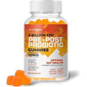 Organic Prebiotic Probiotic & Postbiotic Gummies for Women Men & Kids Children - High Potency 5 Billion CFU - Sugar-Free & Gluten Free