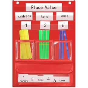 Eamay Counting Caddy & Place Value Pocket Chart for Classroom and Homeschool(Black)