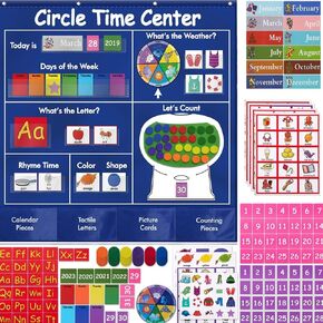 Circle Time Center Classroom Pocket Charts Teaching Pocket Chart Calendar Learning Shape Color Weather Classroom Pocket Chart-Number Pocket Chart Wording Rhyme Pictures Pocket Chart