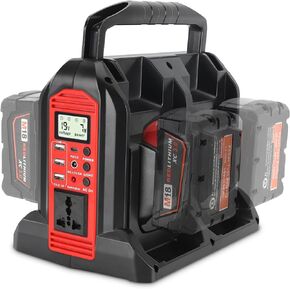 350W Power Inverter for Milwaukee M18 18V Li-ion Battery, 4-Port 20V to 120V Pure Sine Wave Inverter with LED Light, 3 USB-A Port, 1 USB-C Port, 1 DC Port, Power Station for Outdoor Camping(Tool Only)