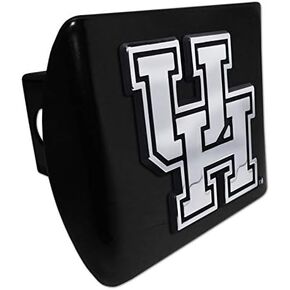 University of Houston Cougars "Black with Chrome UH Emblem" College Sports Steel Trailer Hitch Cover Fits 2 Inch Auto Car Truck Receiver