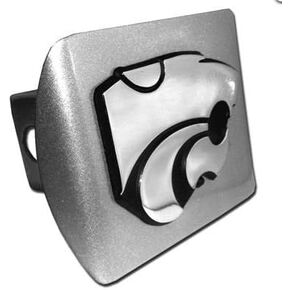 Kansas State Wildcats Brushed Metal Trailer Hitch Cover with Chrome Metal Logo