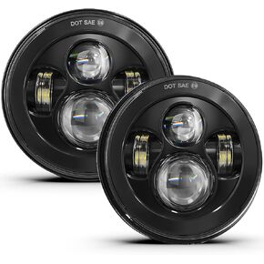 UNI-SHINE 2pcs Projector 7 Inch LED Headlight Hi/Lo Beam Chrome DOT Approved 7’’ Round H6024 LED Headlight Compatible with Jeep Wrangler JK CJ TJ Compatible with Miata Compatible with Chevy SC2