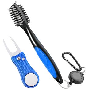 أداة جولف معدنية قابلة للطي بالكامل من Mile High Life مع علامة كرة مغناطيسية ومنظف أخدود النادي مع فرشاة ومجموعة كومبو سلك تمديد قابل للسحب (عبوتان متعدد الألوان) in Kuwait