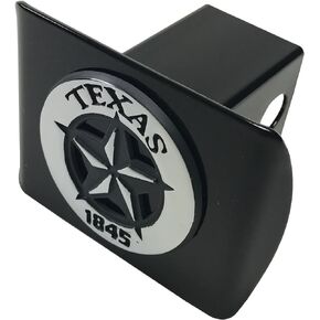 AMG Texas State Star 1845 METAL Emblem on Black METAL Hitch Cover