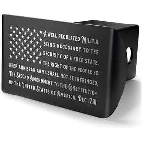2A U.S.A. American Flag Black & Chrome Metal Trailer Hitch Cover
