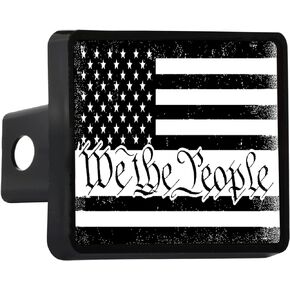 USA American Flag Trailer Hitch Cover Plug US Patriotic Vintage Rustic Flag Constitution We The People