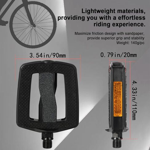 دواسات دراجة أفاستا 9/16 بوصة MTB دواسات زوج واحد من الدواسات المضادة للانزلاق على الوجهين لدراجة الطريق الجبلية BMX MTB، أسود in Kuwait