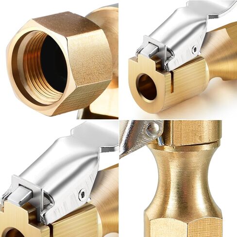 6 قطع ظرف هواء نحاسي مفتوح التدفق مستقيم ظرف الإطارات مع مشبك لملحقات ضاغط منفاخ الإطارات in Kuwait