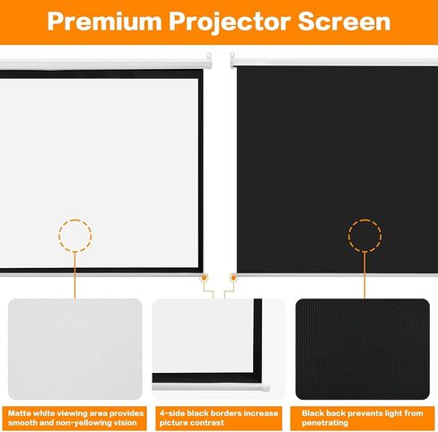 Antifir 100'' 16:9 HD Motorized Projection Screen with Remote Control, Folding Anti- Crease Projector Screen, Wall/Ceiling Mounted Projection Screens for Home Theater, Office, Education, White. in Saudi Arabia