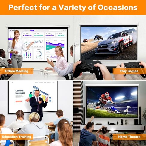 Antifir 100'' 16:9 HD Motorized Projection Screen with Remote Control, Folding Anti- Crease Projector Screen, Wall/Ceiling Mounted Projection Screens for Home Theater, Office, Education, White. in Saudi Arabia