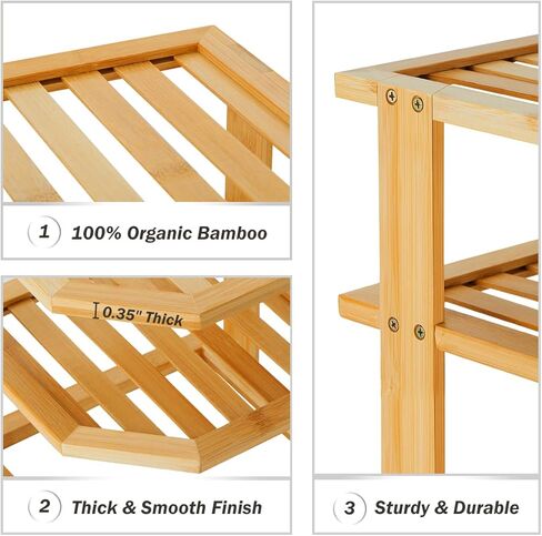 رف زاوية المطبخ من Apicizon، منظم الأطباق للخزانة، رف خزانة زاوية الخيزران 3 طبقات مخزن المطبخ على الحائط منظم أرفف تخزين المطبخ، بني in Kuwait