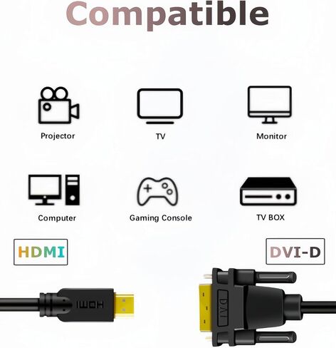 DVI to HDMI Adapter Cable for Sceptre E248W C248W, Acer SB220Q bi, HP 24mh, Philips, Samsung, AOC, LG Computer Monitor, 5 Feet in Saudi Arabia