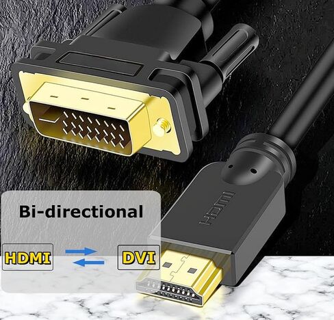 DVI to HDMI Adapter Cable for Sceptre E248W C248W, Acer SB220Q bi, HP 24mh, Philips, Samsung, AOC, LG Computer Monitor, 5 Feet in Saudi Arabia